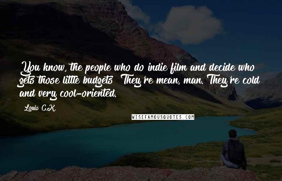 Louis C.K. Quotes: You know, the people who do indie film and decide who gets those little budgets? They're mean, man. They're cold and very cool-oriented.