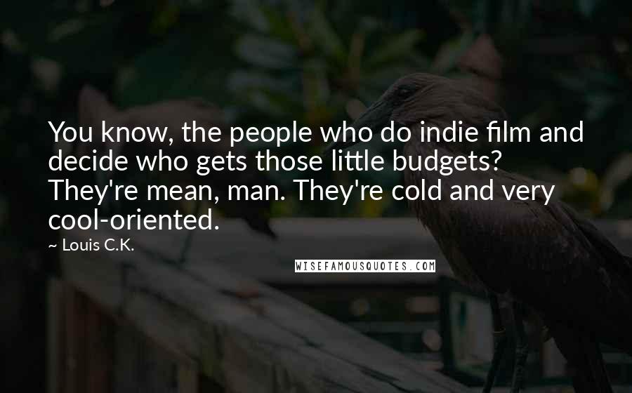 Louis C.K. Quotes: You know, the people who do indie film and decide who gets those little budgets? They're mean, man. They're cold and very cool-oriented.