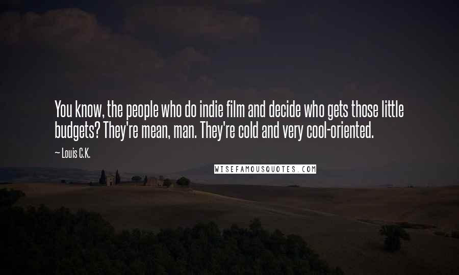 Louis C.K. Quotes: You know, the people who do indie film and decide who gets those little budgets? They're mean, man. They're cold and very cool-oriented.