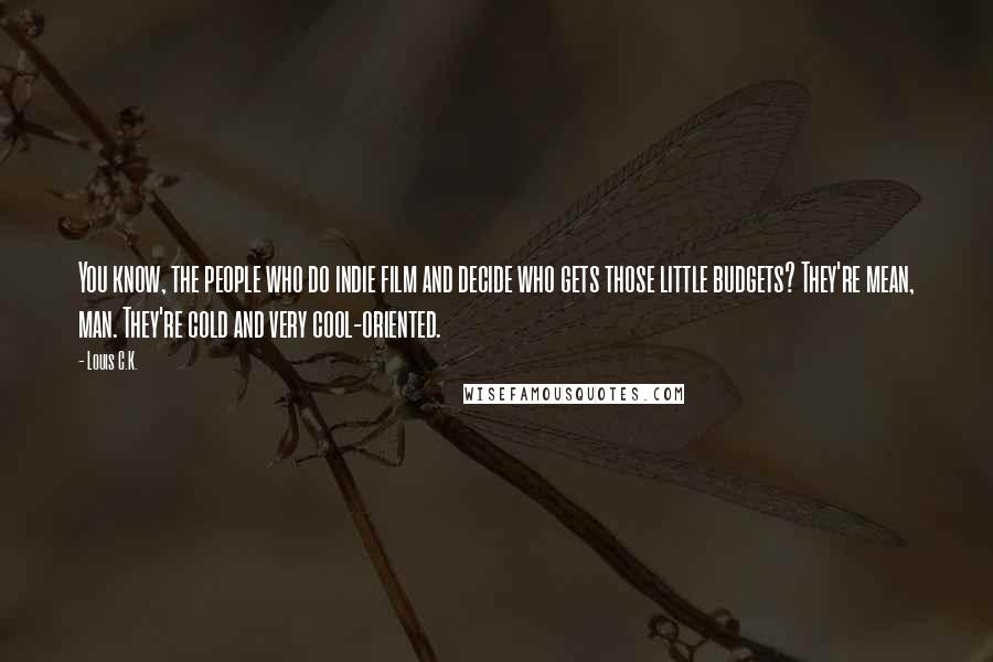 Louis C.K. Quotes: You know, the people who do indie film and decide who gets those little budgets? They're mean, man. They're cold and very cool-oriented.