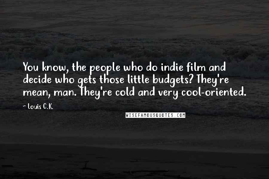 Louis C.K. Quotes: You know, the people who do indie film and decide who gets those little budgets? They're mean, man. They're cold and very cool-oriented.