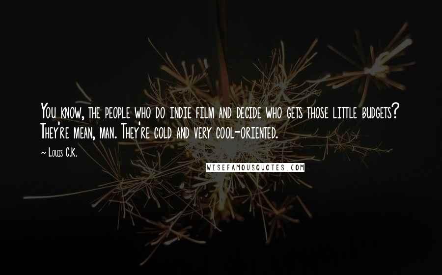 Louis C.K. Quotes: You know, the people who do indie film and decide who gets those little budgets? They're mean, man. They're cold and very cool-oriented.