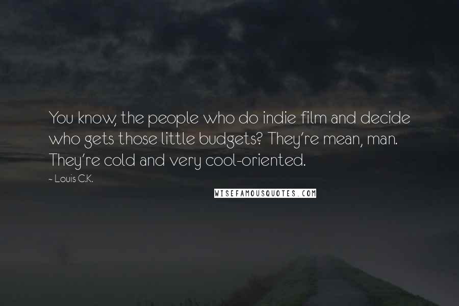 Louis C.K. Quotes: You know, the people who do indie film and decide who gets those little budgets? They're mean, man. They're cold and very cool-oriented.