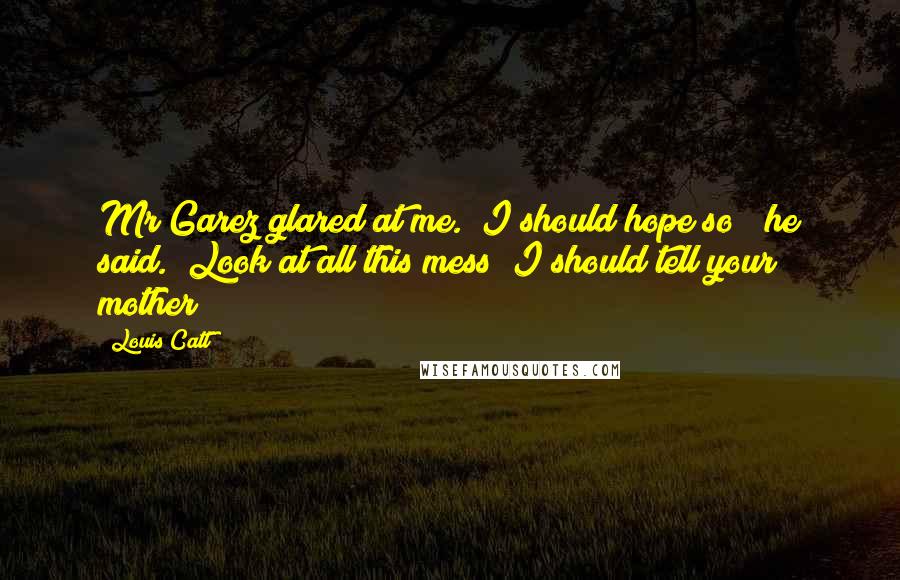 Louis Catt Quotes: Mr Garez glared at me. "I should hope so!" he said. "Look at all this mess! I should tell your mother!