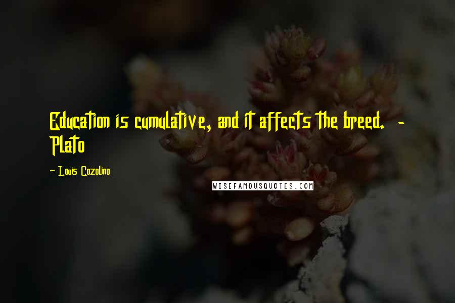 Louis Cozolino Quotes: Education is cumulative, and it affects the breed. - Plato