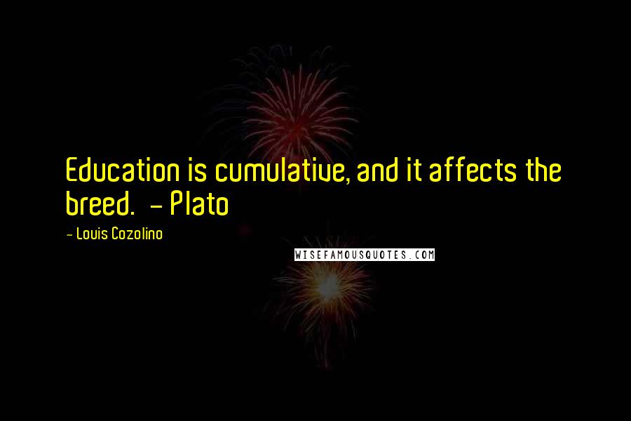 Louis Cozolino Quotes: Education is cumulative, and it affects the breed.  - Plato