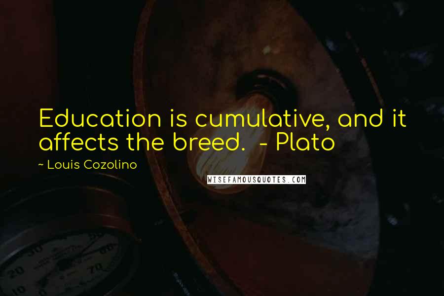 Louis Cozolino Quotes: Education is cumulative, and it affects the breed. - Plato
