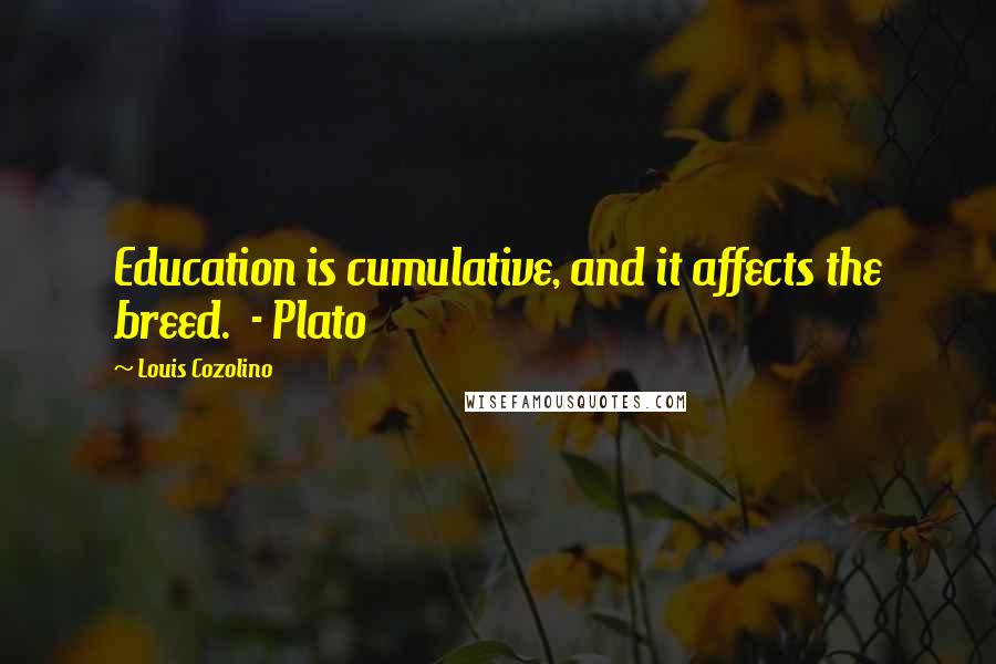 Louis Cozolino Quotes: Education is cumulative, and it affects the breed. - Plato