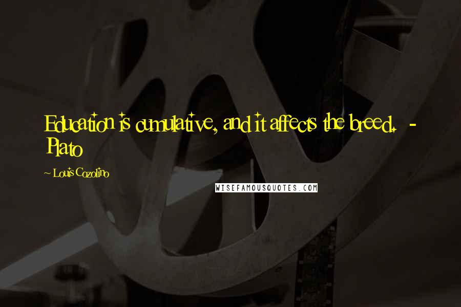 Louis Cozolino Quotes: Education is cumulative, and it affects the breed. - Plato