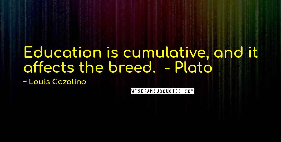 Louis Cozolino Quotes: Education is cumulative, and it affects the breed.  - Plato