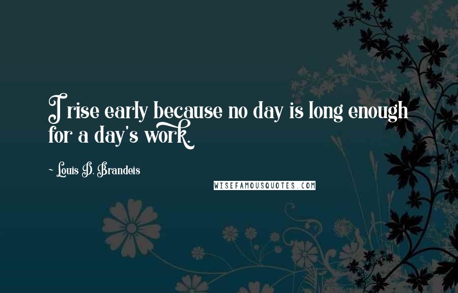 Louis D. Brandeis Quotes: I rise early because no day is long enough for a day's work.