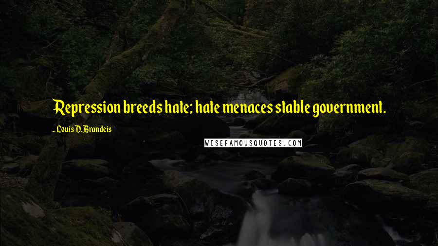Louis D. Brandeis Quotes: Repression breeds hate; hate menaces stable government.