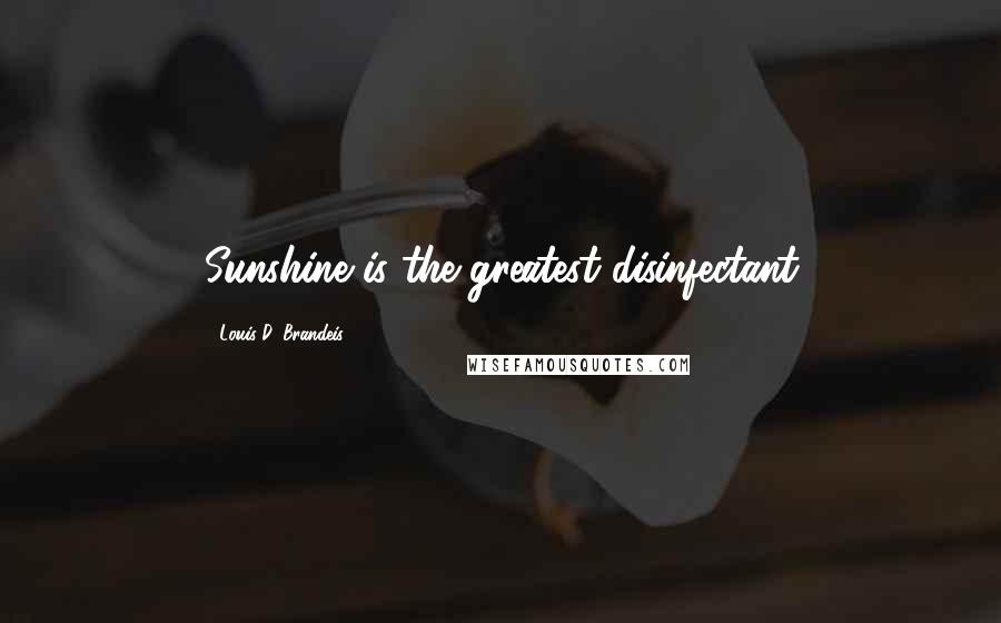 Louis D. Brandeis Quotes: Sunshine is the greatest disinfectant