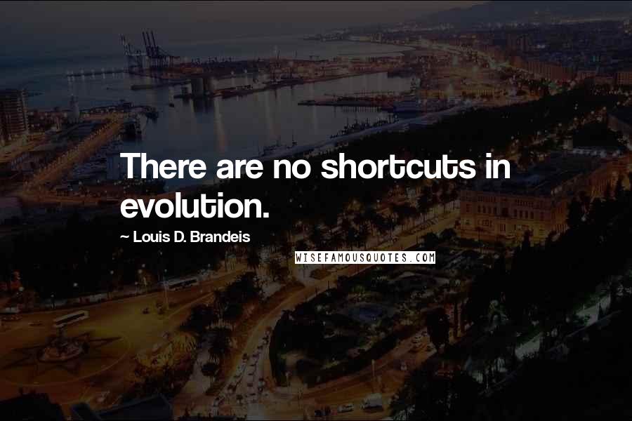 Louis D. Brandeis Quotes: There are no shortcuts in evolution.