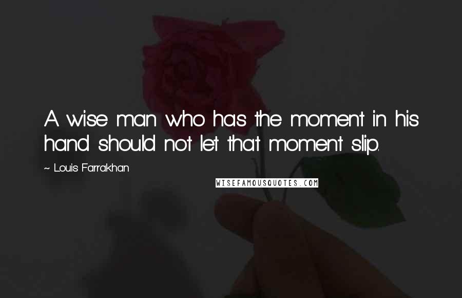 Louis Farrakhan Quotes: A wise man who has the moment in his hand should not let that moment slip.