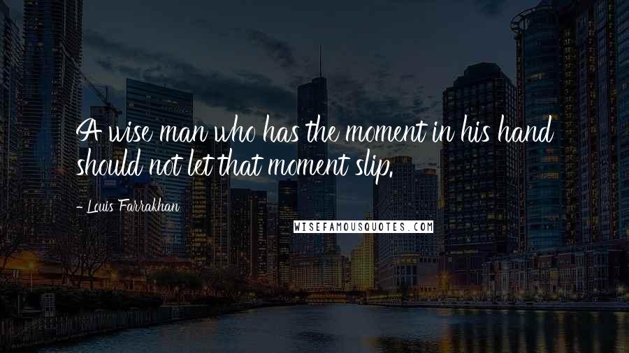 Louis Farrakhan Quotes: A wise man who has the moment in his hand should not let that moment slip.