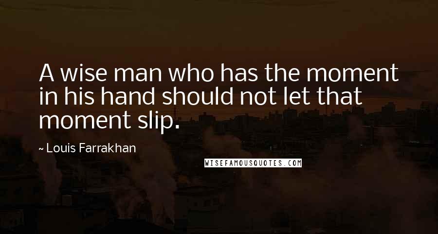 Louis Farrakhan Quotes: A wise man who has the moment in his hand should not let that moment slip.