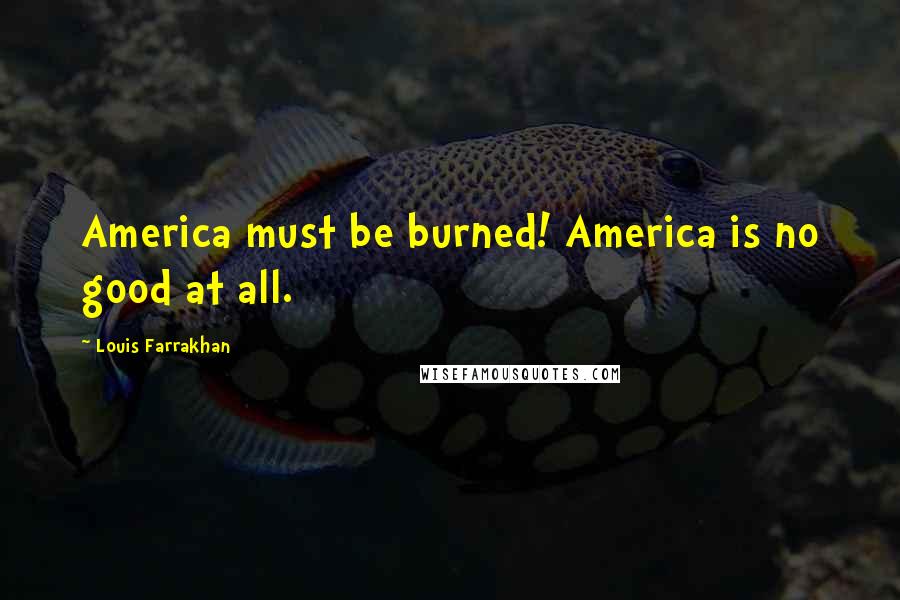 Louis Farrakhan Quotes: America must be burned! America is no good at all.