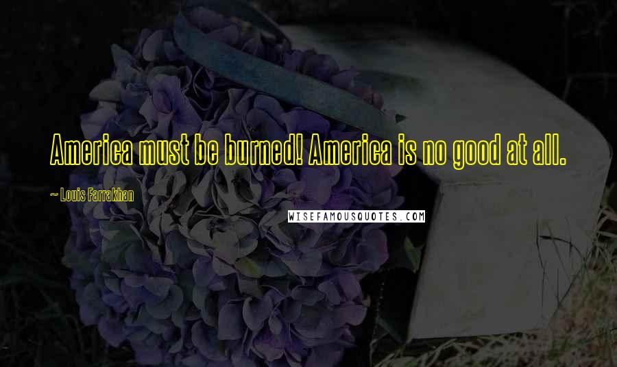 Louis Farrakhan Quotes: America must be burned! America is no good at all.