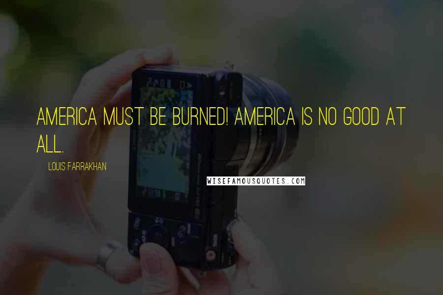 Louis Farrakhan Quotes: America must be burned! America is no good at all.