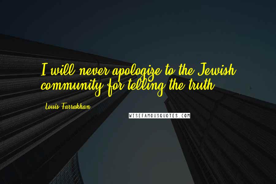 Louis Farrakhan Quotes: I will never apologize to the Jewish community for telling the truth