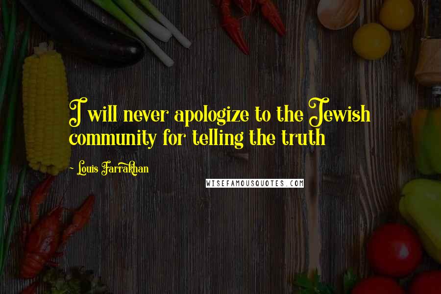 Louis Farrakhan Quotes: I will never apologize to the Jewish community for telling the truth