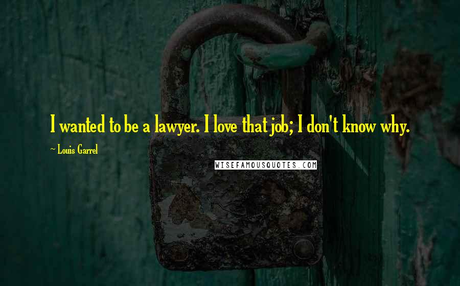 Louis Garrel Quotes: I wanted to be a lawyer. I love that job; I don't know why.