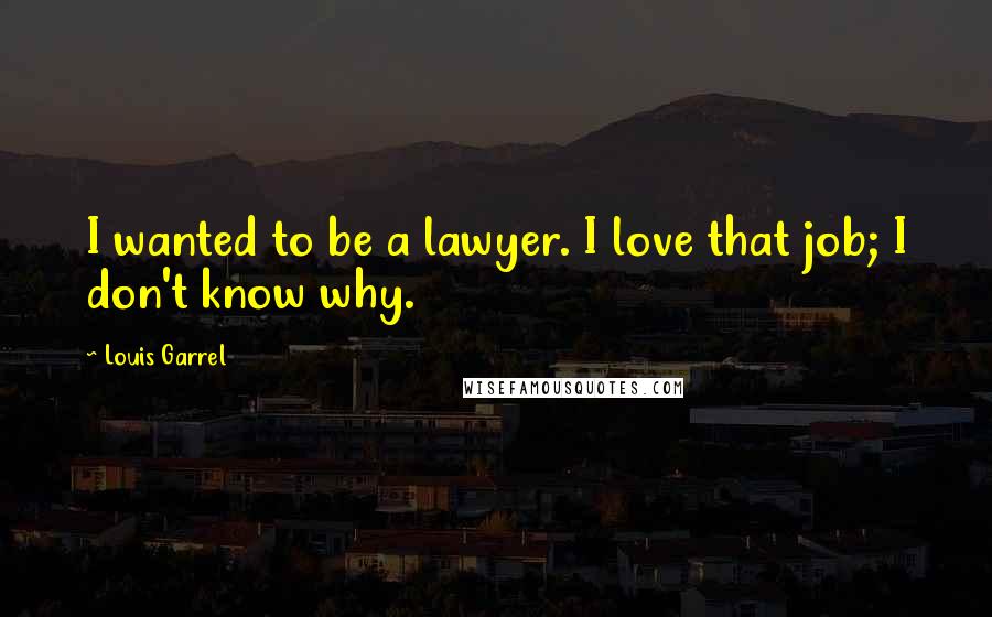 Louis Garrel Quotes: I wanted to be a lawyer. I love that job; I don't know why.