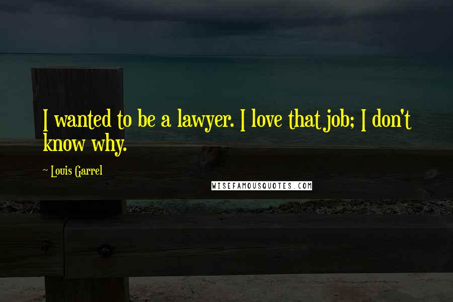 Louis Garrel Quotes: I wanted to be a lawyer. I love that job; I don't know why.