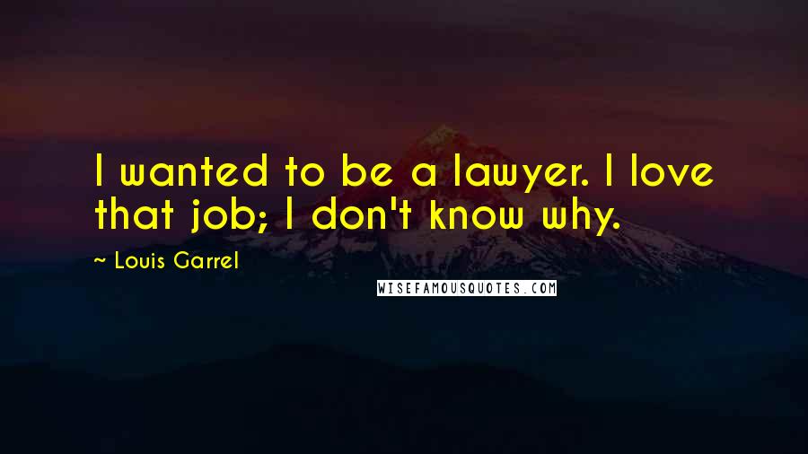 Louis Garrel Quotes: I wanted to be a lawyer. I love that job; I don't know why.