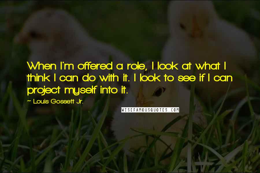 Louis Gossett Jr. Quotes: When I'm offered a role, I look at what I think I can do with it. I look to see if I can project myself into it.