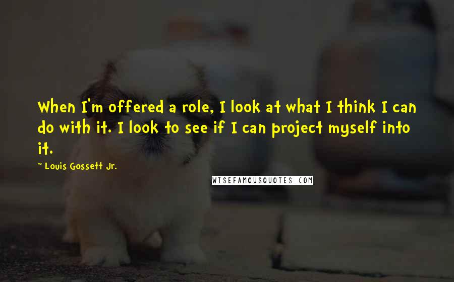 Louis Gossett Jr. Quotes: When I'm offered a role, I look at what I think I can do with it. I look to see if I can project myself into it.