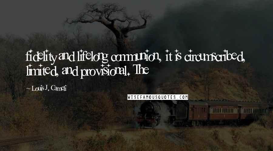 Louis J. Cameli Quotes: fidelity and lifelong communion, it is circumscribed, limited, and provisional. The