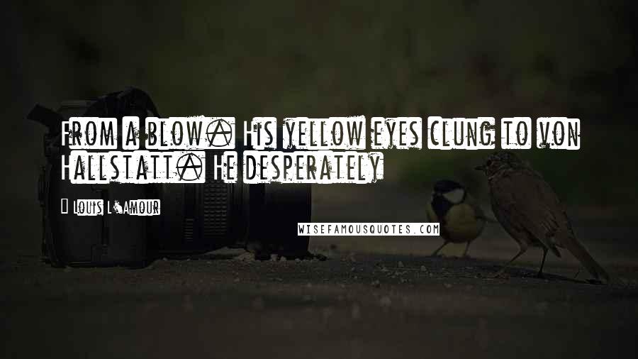 Louis L'Amour Quotes: From a blow. His yellow eyes clung to von Hallstatt. He desperately