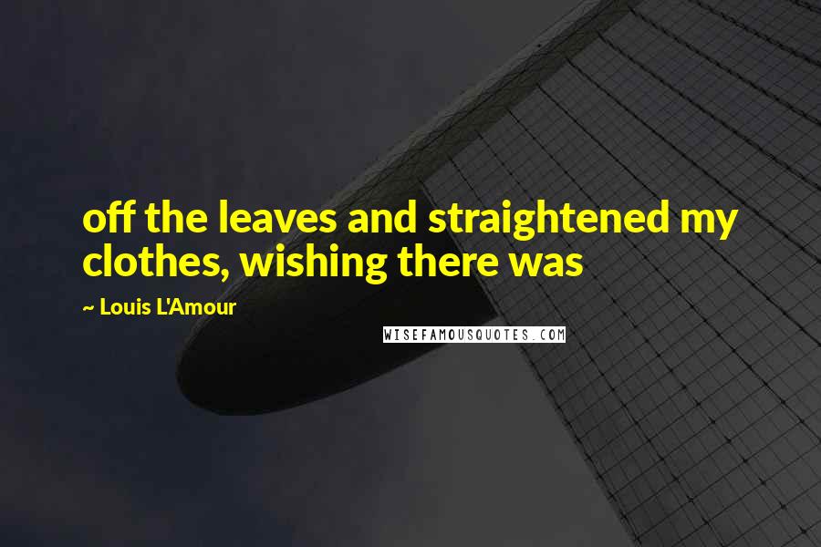 Louis L'Amour Quotes: off the leaves and straightened my clothes, wishing there was
