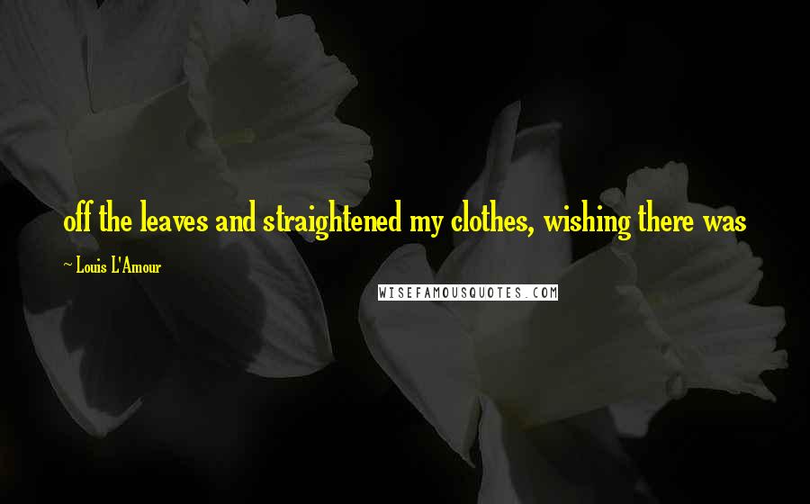 Louis L'Amour Quotes: off the leaves and straightened my clothes, wishing there was