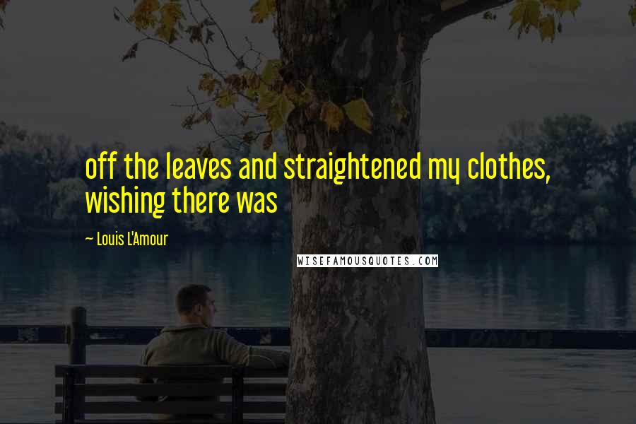 Louis L'Amour Quotes: off the leaves and straightened my clothes, wishing there was