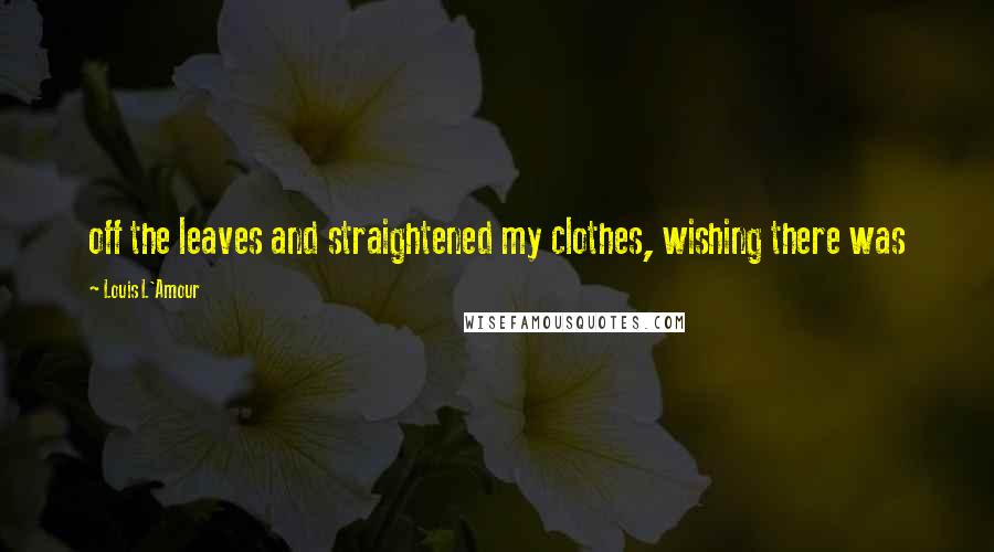 Louis L'Amour Quotes: off the leaves and straightened my clothes, wishing there was