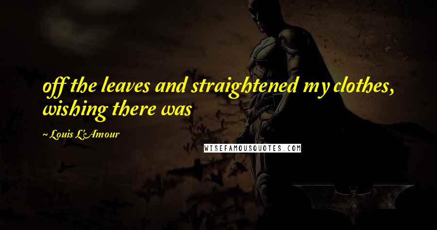 Louis L'Amour Quotes: off the leaves and straightened my clothes, wishing there was