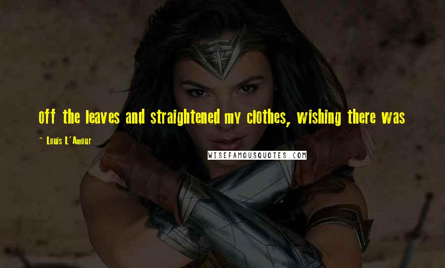 Louis L'Amour Quotes: off the leaves and straightened my clothes, wishing there was