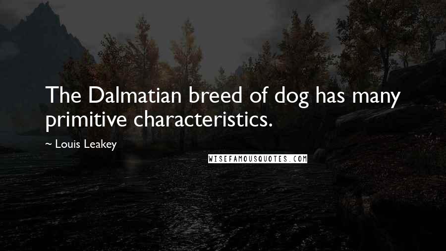 Louis Leakey Quotes: The Dalmatian breed of dog has many primitive characteristics.
