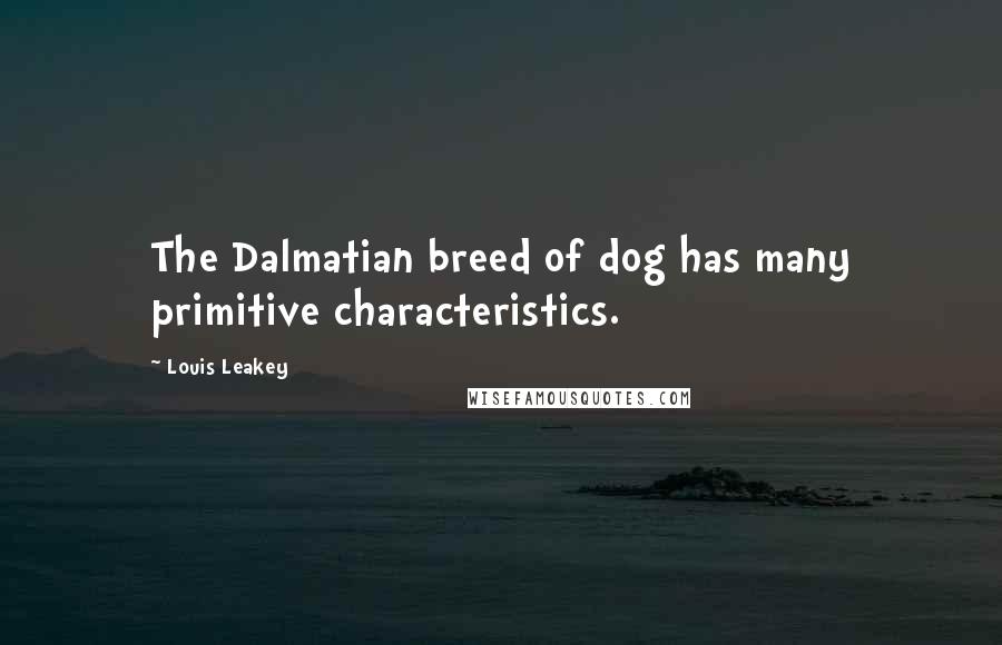 Louis Leakey Quotes: The Dalmatian breed of dog has many primitive characteristics.