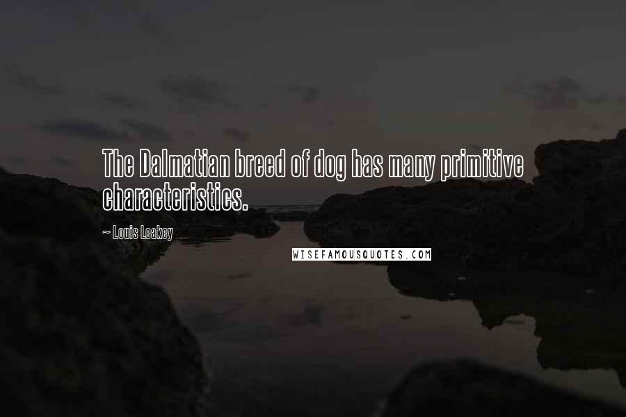 Louis Leakey Quotes: The Dalmatian breed of dog has many primitive characteristics.