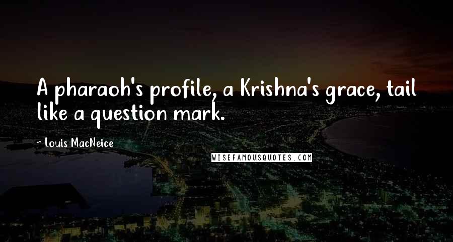 Louis MacNeice Quotes: A pharaoh's profile, a Krishna's grace, tail like a question mark.