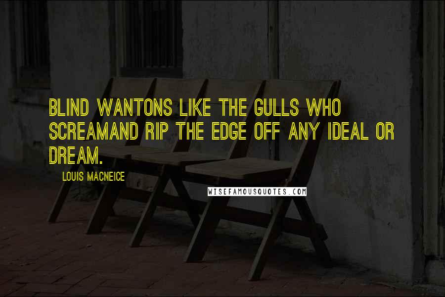 Louis MacNeice Quotes: Blind wantons like the gulls who screamAnd rip the edge off any ideal or dream.