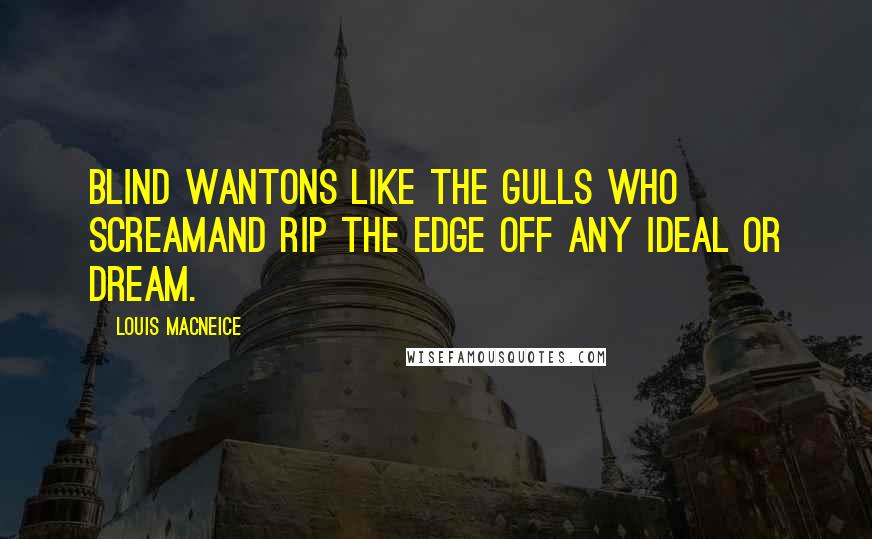 Louis MacNeice Quotes: Blind wantons like the gulls who screamAnd rip the edge off any ideal or dream.