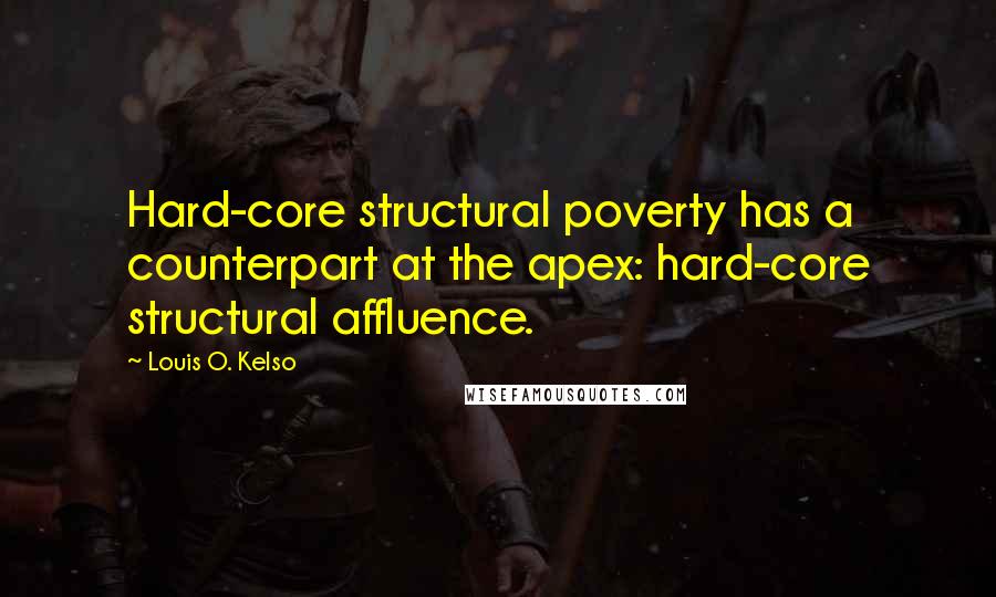 Louis O. Kelso Quotes: Hard-core structural poverty has a counterpart at the apex: hard-core structural affluence.