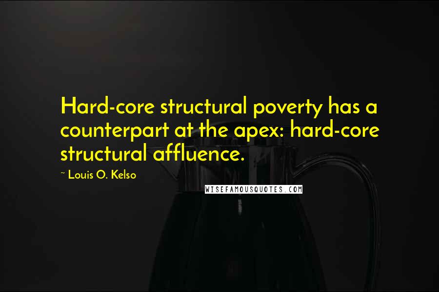 Louis O. Kelso Quotes: Hard-core structural poverty has a counterpart at the apex: hard-core structural affluence.