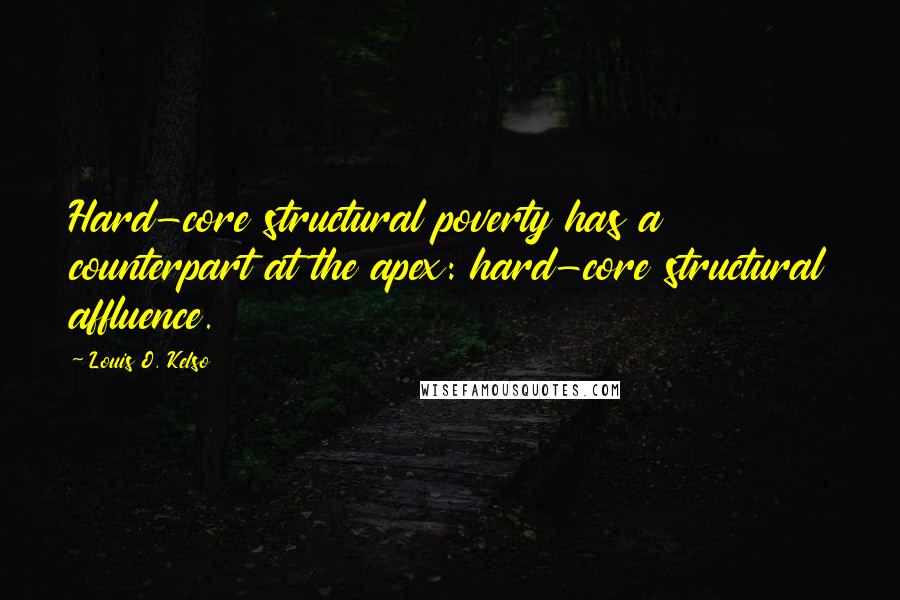 Louis O. Kelso Quotes: Hard-core structural poverty has a counterpart at the apex: hard-core structural affluence.