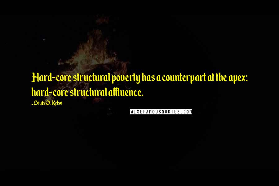 Louis O. Kelso Quotes: Hard-core structural poverty has a counterpart at the apex: hard-core structural affluence.